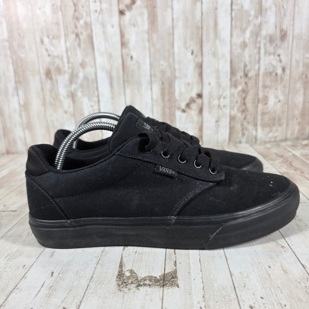 Vans Atwood Low Mens Sneakers Triple Black Canvas Skate Shoes 721356 Size 9